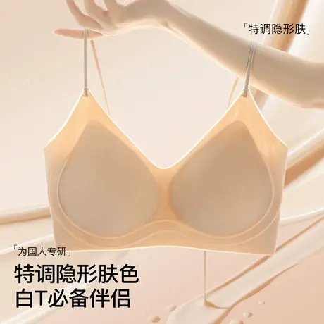 梦芭蒂夏季超薄冰丝软支撑聚拢内衣女无痕细闪肩带粉底液文胸罩商品大图