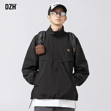 男士套头半拉链冲锋衣外套男春秋潮高级感男装2023新款飞行员夹克商品大图