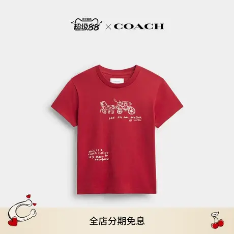 【新品】COACH/蔻驰女士棉质HERITAGE SKETCH印花90年代风格T恤图片