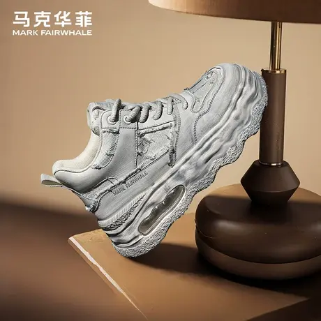 马克华菲休闲板鞋男士时尚厚底增高鞋高级感面包鞋软底潮流鞋子男商品大图