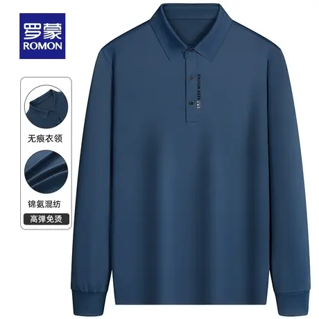 【官方正品】罗蒙长袖POLO衫男2023春季新款中青年休闲打底T恤衫图片