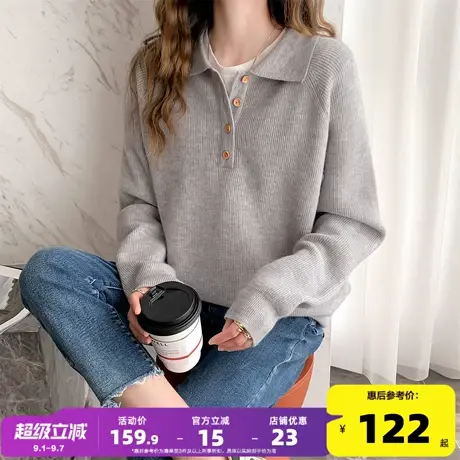 唐狮2025秋冬季女毛衣简约百搭翻领半开襟套头干净日常休闲图片