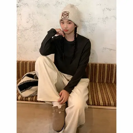 KV真维斯薄绒打底t恤女2025新款保暖内搭叠穿微胖mm宽松长袖上衣商品大图