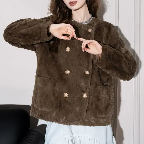 唐狮秋冬新款女减龄短款仿皮草外套夹克高级感气质百搭潮TD图片