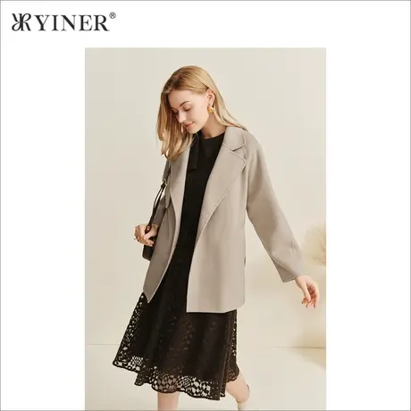 YINER音儿专柜女装2022冬季新款收腰纯羊毛双面呢大衣外套商品大图