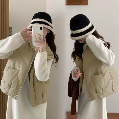 羽绒棉马甲女秋冬2023年新款无袖面包棉服背心初秋马夹棉坎肩外套图片