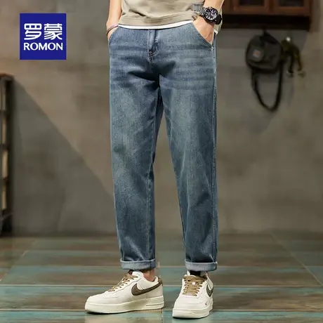 罗蒙男青年牛仔裤2023夏季新款时尚休闲弹力复古九分裤百搭直筒裤图片