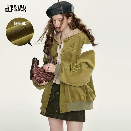 妖精的口袋美式复古棒球服外套女2023秋季新款小个子运动休闲上衣商品大图