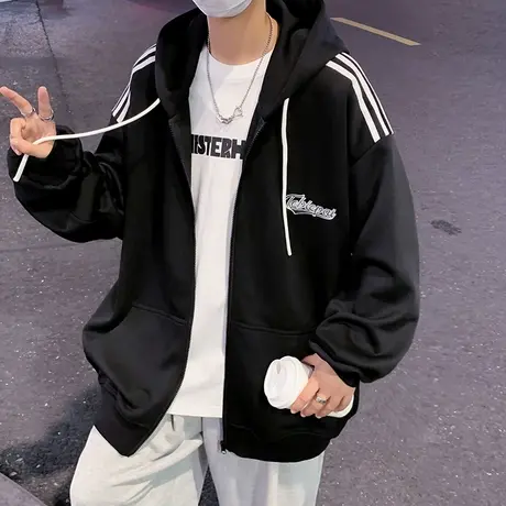卫衣外套男春秋季新款潮牌宽松连帽拉链美式情侣休闲男生运动开衫商品大图