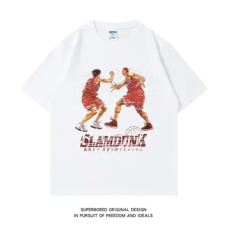 灌篮高手短袖T恤男樱木花道流川枫世纪击掌夏季纯棉宽松休闲体恤商品大图