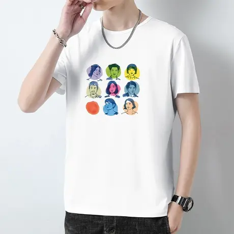 莫代尔白色t恤男士短袖2024新款夏季速干凉感冰丝半袖圆领上衣服商品大图