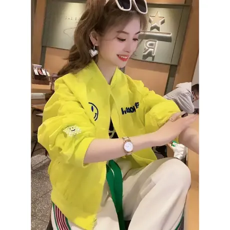 小个子短外套女字母刺绣2025新款春装韩版棒球服学生百搭休闲夹克商品大图