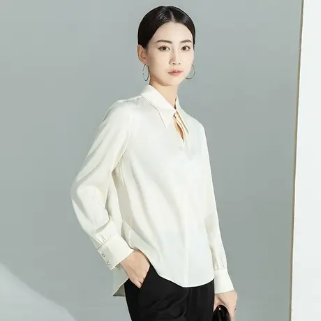 白色衬衫女设计感小众2023新款春款女装高级感衬衣职业长袖女上衣商品大图