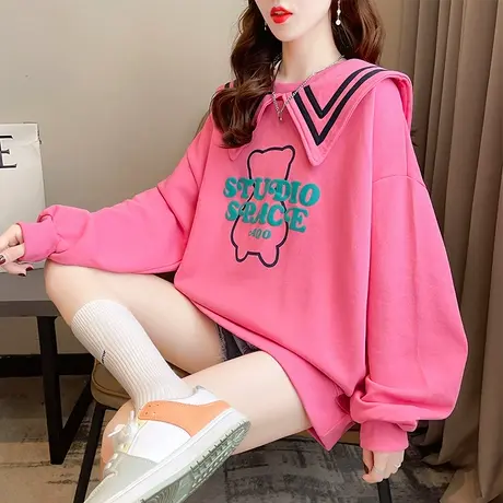 早秋娃娃领卫衣女春秋季韩版宽松bf慵懒风ins薄款初秋上衣外套潮图片