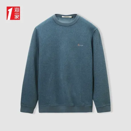 海一家保暖加厚毛衣2023冬季新款舒适圆领休闲简约长袖针织衫男商品大图