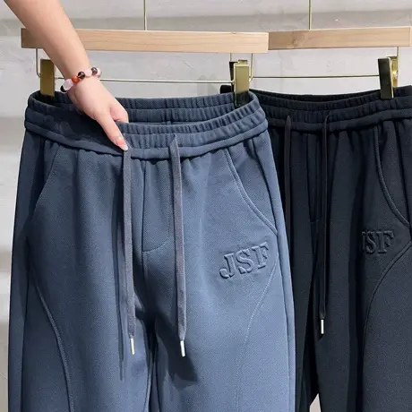 春秋款黑色宽松束脚裤男休闲九分裤潮牌夏季男士卫裤运动男款裤子商品大图