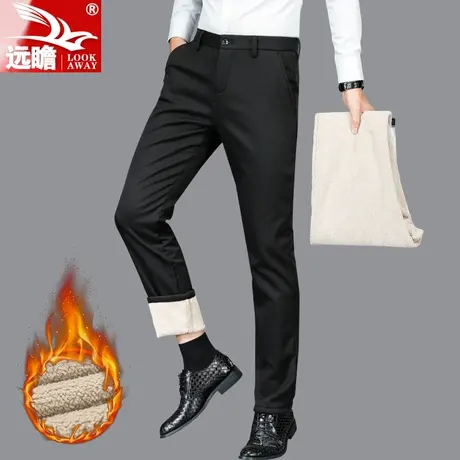 休闲裤男士秋冬季宽松直筒商务西装裤2022年新款加绒加厚长裤子男商品大图