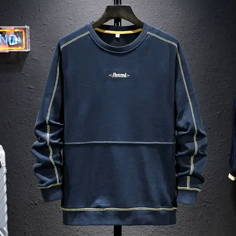 春秋款卫衣男潮牌ins宽松潮流圆领套头国潮高街大码男装加大衣服图片