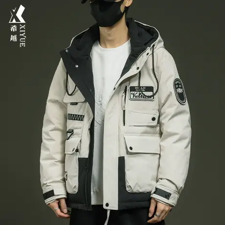 新国标90白鸭绒连帽羽绒服男士冬季保暖加厚美式宽松大码外套男潮商品大图