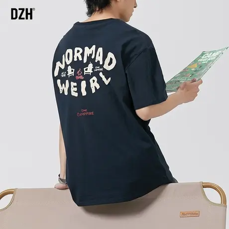 男士字母印花短袖t恤男纯棉衣服男生夏季五分袖上衣内搭半袖体恤商品大图