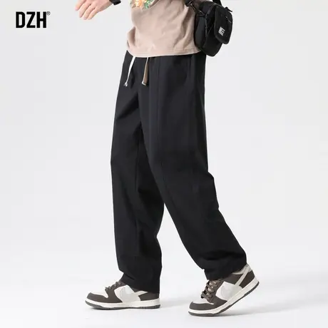 男士黑色窄版直筒裤男秋季纯棉裤子男款休闲长裤2023新款潮牌男裤商品大图