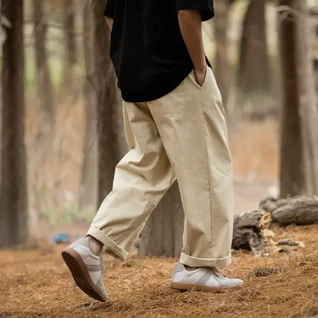 男士卡其色户外工装裤男直筒宽松秋季裤子男款2023新款美式伐木裤商品大图
