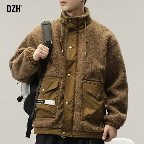 男士冬季加厚羊羔绒外套男高级感痞帅2024年新款工装棉服夹克冬装图片