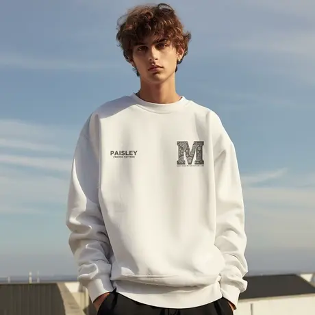 春秋美式国潮oversize字母卫衣男潮圆领打底潮牌大码加绒秋冬无帽商品大图