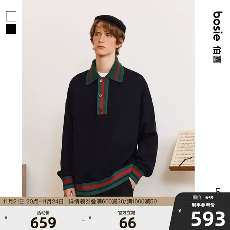 【商场同款】bosie2024年春季新款Polo衫男情侣针织后领刺绣上衣图片