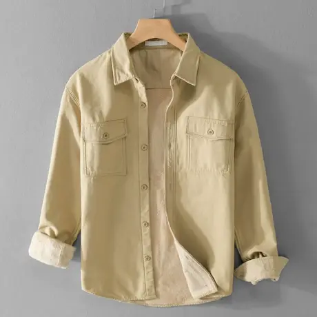 保暖衬衫男纯棉加绒加厚冬季男士长袖衬衣秋冬工装外套休闲上衣潮商品大图