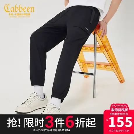 卡宾男装潮流休闲裤新款工装LOGO卡扣腰头束脚裤街头F商品大图