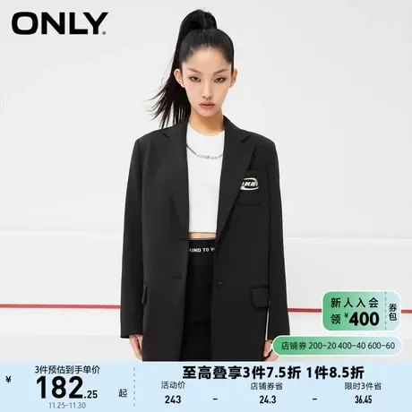 ONLY奥莱夏季通勤刺绣收腰抽绳中长款西服女商品大图