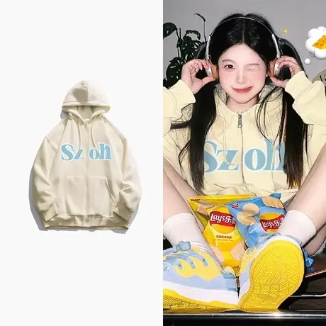 卫衣女2023秋冬季设计感小众上衣连帽韩系慵懒风加绒加厚开衫外套商品大图