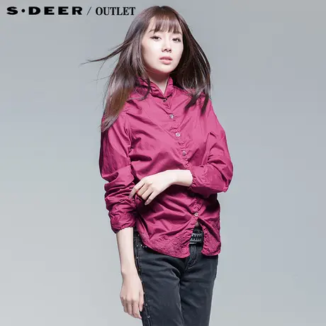 【新品】sdeer圣迪奥专柜正品修身刺绣褶皱女式衬衫3480572图片
