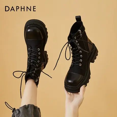 达芙妮厚底马丁靴女2021年新款英伦风小个子短靴百搭显瘦春秋单靴商品大图