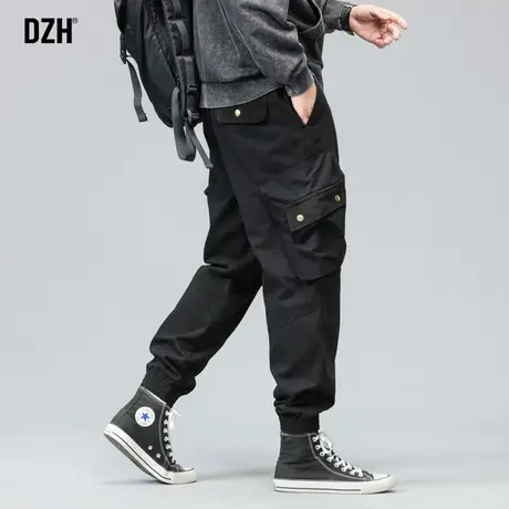 男士黑色机能工装裤潮牌男美式痞帅裤子秋冬休闲男裤束脚裤伞兵裤商品大图