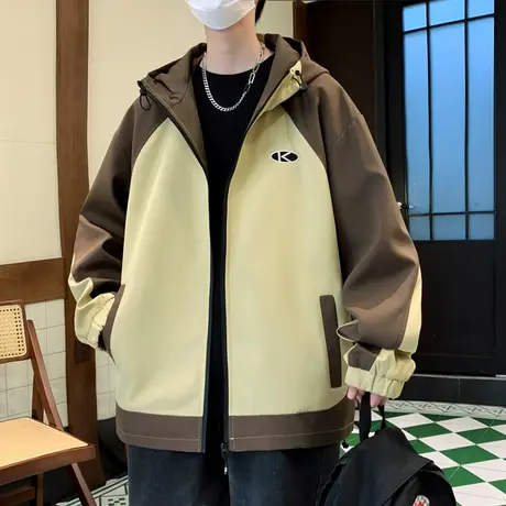 2024新款春秋季外套男士夹克韩版潮流百搭时尚休闲潮牌连帽上衣服商品大图