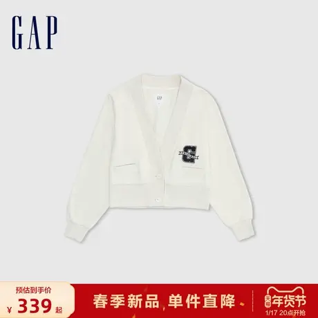 Gap女装2024春季新款法式圈织软V领logo大口袋针织开衫外套430345图片