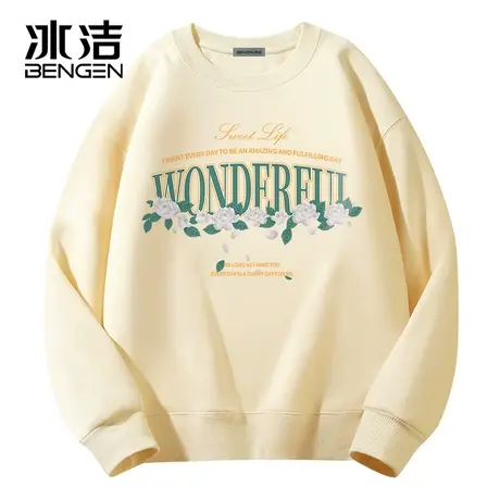 冰洁卫衣男女士圆领春季潮牌上衣2024宽松秋冬加绒加厚美式外套商品大图