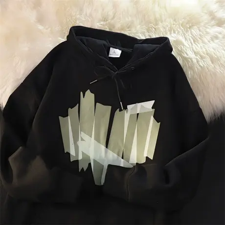 oversize设计感爱心连帽卫衣女秋冬加绒加厚ins潮牌宽松大码外套图片