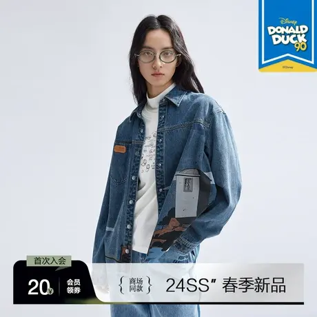 播迪士尼唐老鸭联名系列商场同款洋气时髦翻领牛仔衬衫BDR1CD0200商品大图