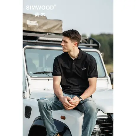 Simwood简木男装【宽松版型】新款240g sorona 翻领短袖polo衫男图片