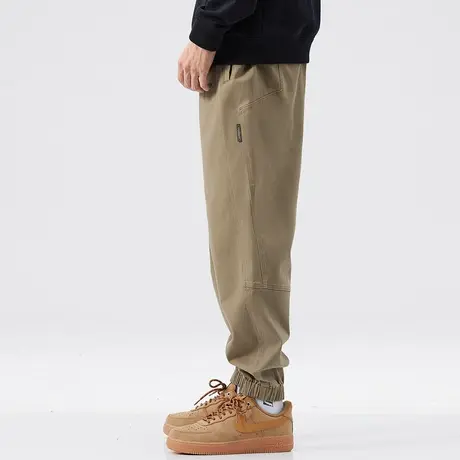 hansca工装休闲裤男春秋日系潮牌卡其色宽松束脚复古水洗哈伦长裤商品大图