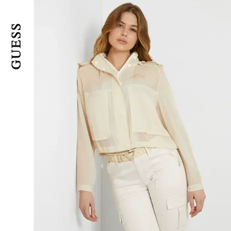 GUESS24年新款春季女士简约百搭短款透色连帽外套-W4GL06WG450商品大图