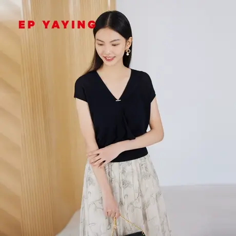 EP YAYING雅莹女装 V领围裹式弹力交襟针织衫 商场同款9018A图片