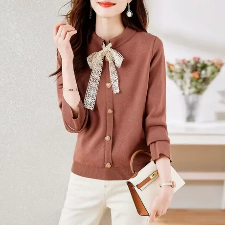 时尚气质针织套头毛衣2022年秋季新款淑女温柔甜美显瘦通勤上衣图片