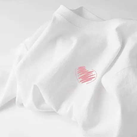 白色纯棉短袖t恤女2023年新款小爱心印花宽松设计感半袖上衣体恤商品大图