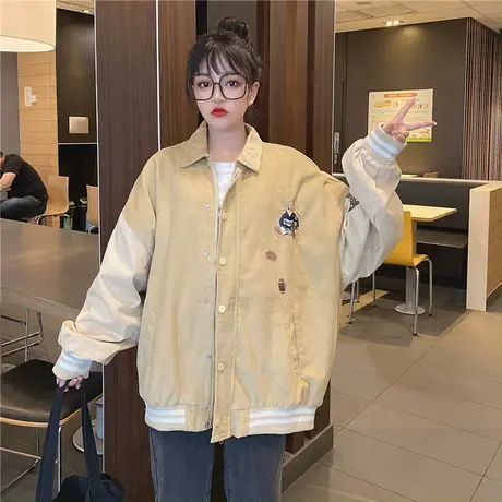 外套女2021新款春秋韩版宽松薄款学生百搭美式vintage棒球服ins潮商品大图