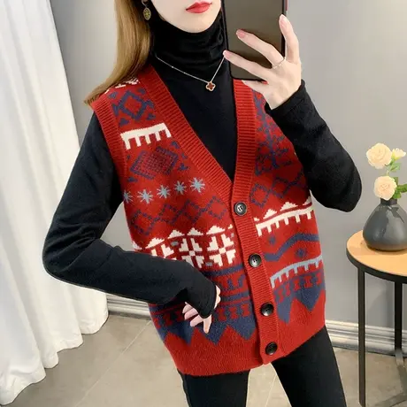 v领针织开衫马甲背心女2023秋装新款上衣外穿马夹外搭毛衣坎肩潮商品大图