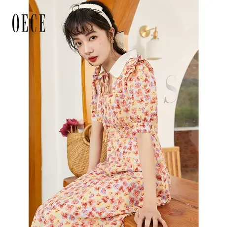 Oece复古碎花裙2023新款夏季女装温柔系连衣裙春季仙女裙气质裙子图片